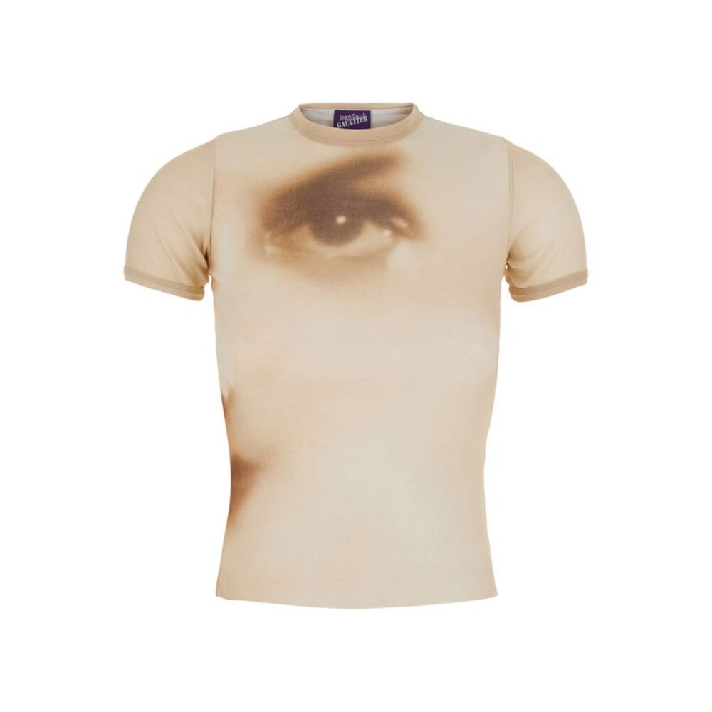 Jean Paul Gaultier Women T-Shirt With 'Face' Print In Tech Fabric Beige Women